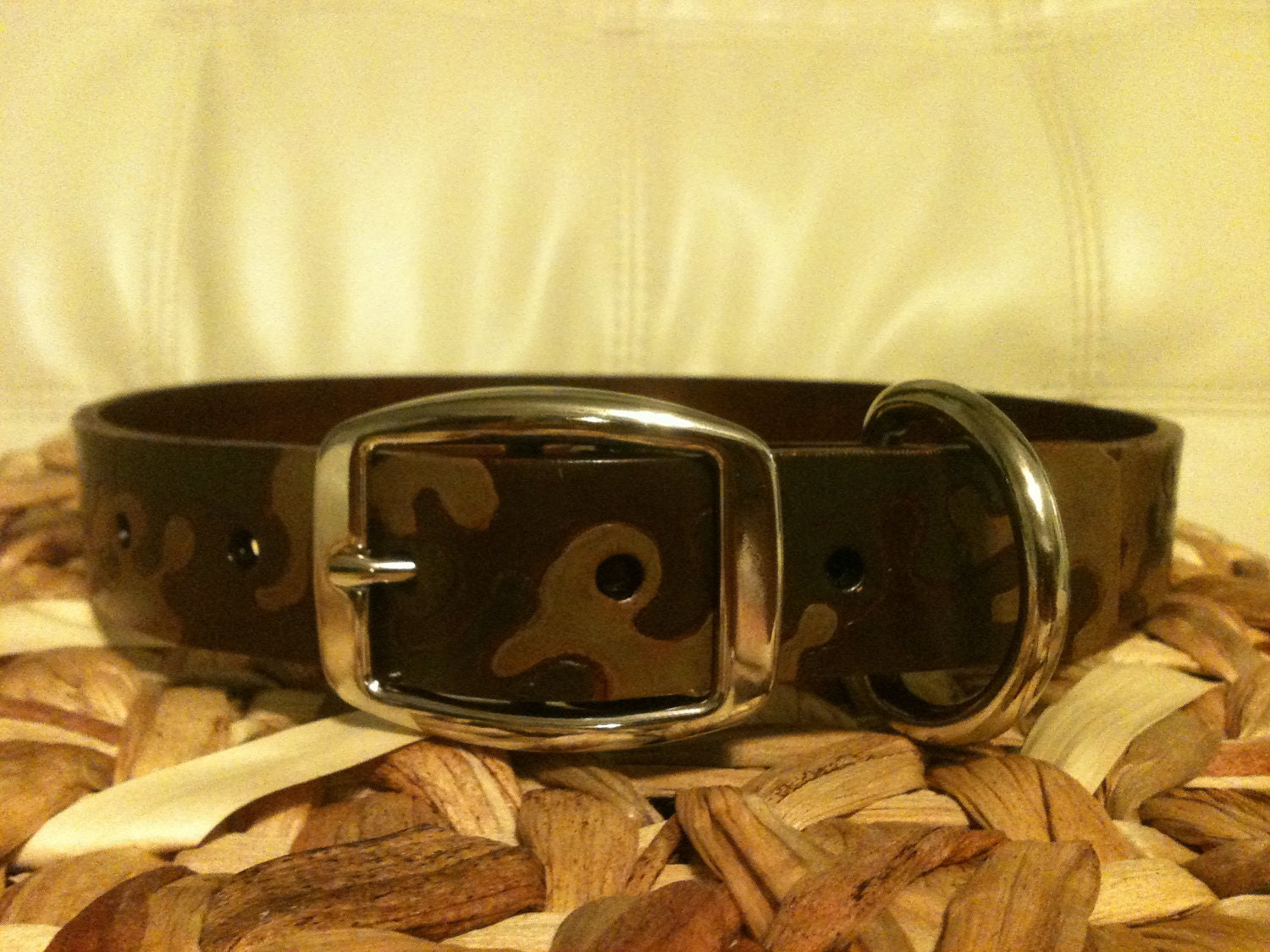 Items similar to Personalized Camo Leather Dog Collar Boy or Girl Dog