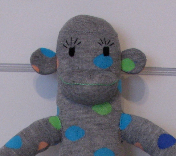 Grey Polka Dot Sock Monkey