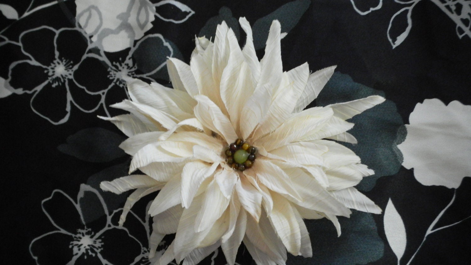 Girly and Sassy Flower Hair Clip with Real Gemstone Centers