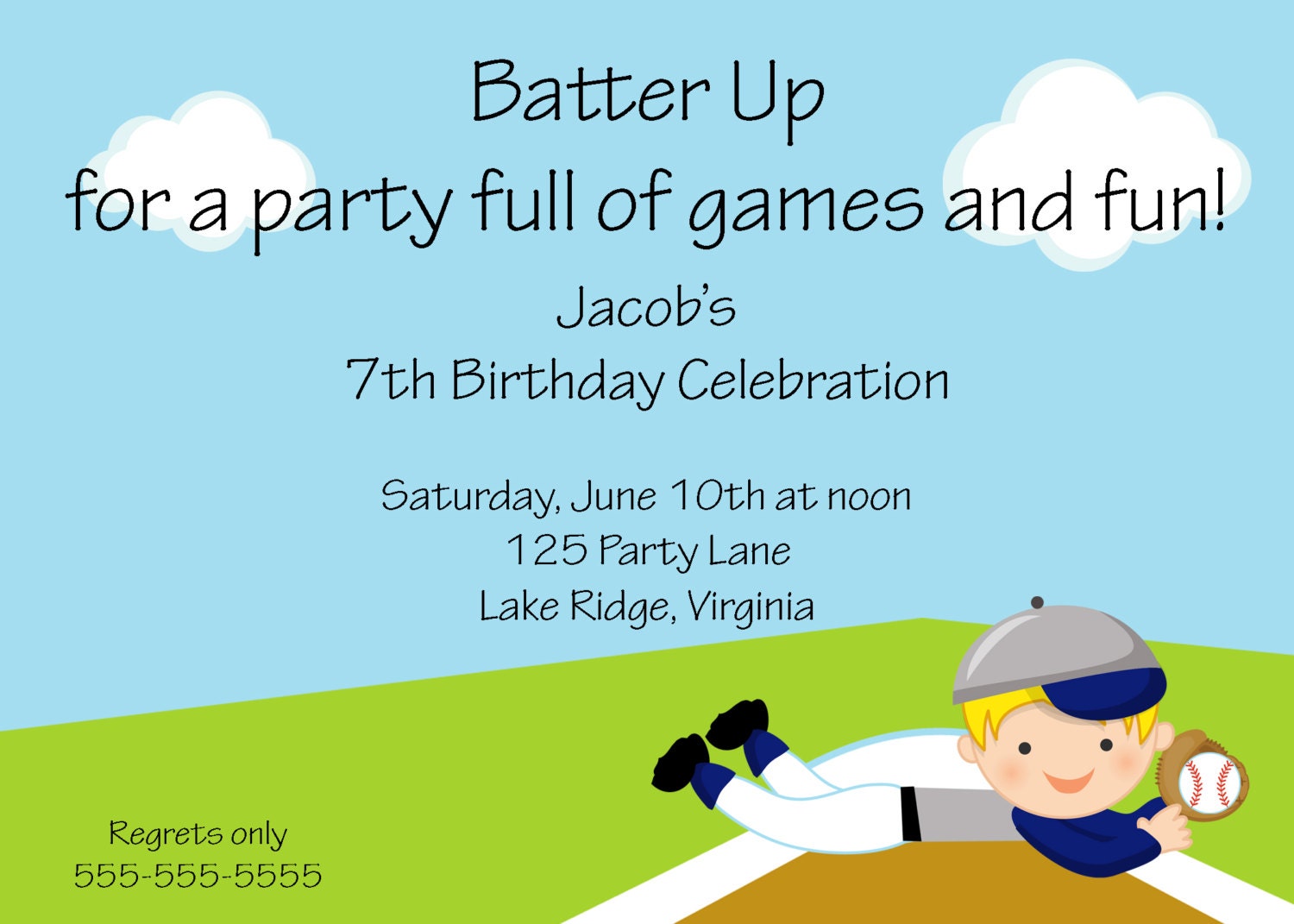 Printable Baseball Birthday Invitation Il_570xn