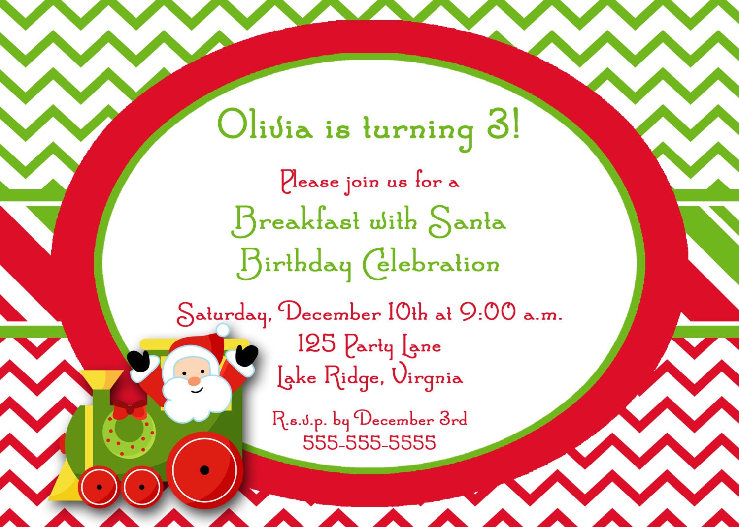 Printable Santa Birthday Invitation Il_570xn