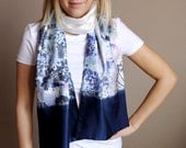 Summer flower scarf white blue flowers spring gift idea colorful /hmet/rusteam / team madcap/etsy lush