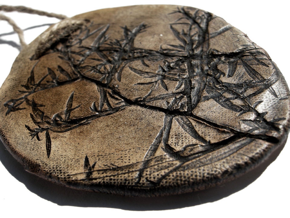 Earth Tone Botanical Ceramic Wall Hanging (No 48)