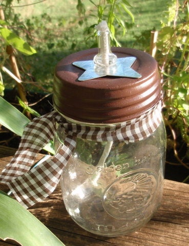 Rustic Mason Jar Oil Lamp with Metal Star - CraftyCutiesbyDesign