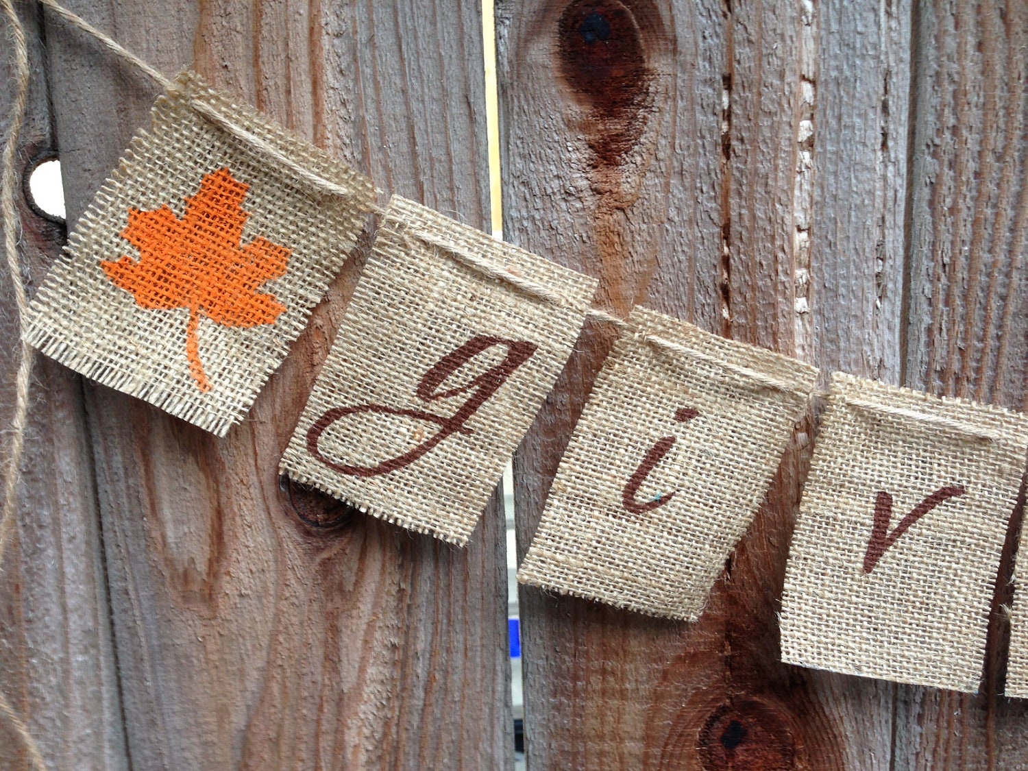 Give Thanks --  Thanksgiving Burlap Banner / Garland READY TO SHIP - AlohaInspired