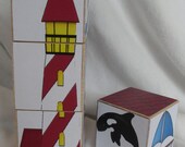 Nautical Sail Boat Lighthouse Pirate Wood Blocks Nursery Room Decor Baby Shower Decoration Birthday Party Toddler Building Toys
