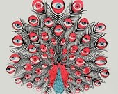 Electric Peacock Screenprint Florescent Pink 12"x16"
