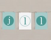 Nursery Letters - Monogram Initial Art Print Set - Teal, Gray, Green or Customized, 5x7, Set of 3