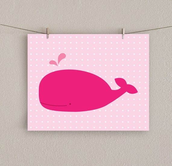 Baby Girl Whale Nursery Art Print Nautical by SlightlySprightly