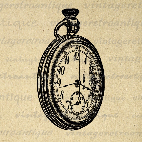 Items similar to Vintage Pocket Watch Digital Image Download Printable