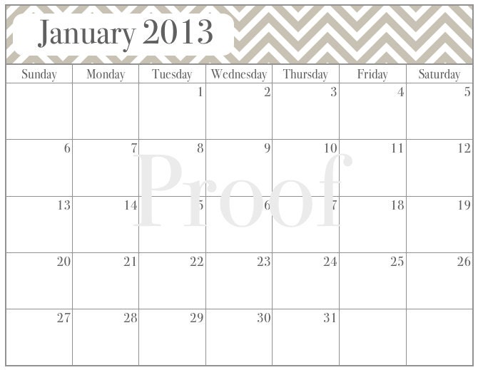 2013 Calendar  - 2013 Chevron Neutrals Digital Calendar - Desk Calendar - Wall Calendar