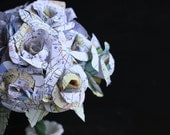Map Paper Flowers- Wedding Bouquet-Fall- Home Decor- Party-Rose-Centerpiece-Paper Wedding Bouquet-Recycled - WeaselBees