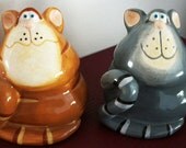 Whimsical Kitty Cat Salt and Pepper Shakers by Douglas Best Kitty Faces