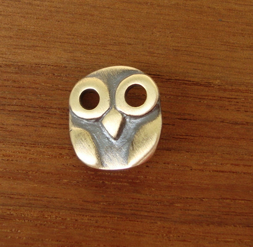 Owl Button Clasp Oxidized Brass Antique Halloween Supplies - TheSilverWhale