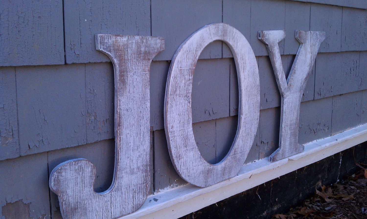 JOY-wood sign " distressed Christmas, yard sign, wall art, mantel, foyer, white, vintage, cottage