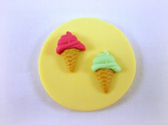 Ice Cream Fondant Cupcake Toppers, Ice Cream Birthday Party Toppers, Ice Cream Baby Shower, Summer Party, Edible Toppers-12 pcs Il_570xn