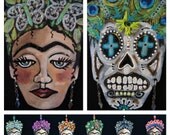 Folk Art Painting Butterfly Frida Kahlo Hanging Collectors Ornament - Embellished Acrylic Hand Painted