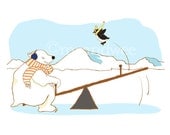 Nursery Art Print, arctic animals, polar bear art, penguin art, kids art, winter art, kids room decor