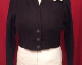 NVL 1940s 48 bust Navy wool evening gown bolero lined in ivory linen PLUS SIZE