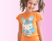 Kawaii wa goth bunny girls tee orange