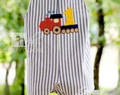 Size 3m, 6m, 9m, 12m, 18m, 2t Vintage Train Steam Engine Birthday jon jon or romper or shortall from Silly Nilly