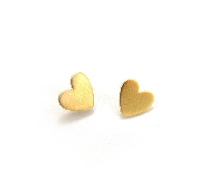 Heart Earring Studs - Heart Jewelry - Tiny Hearts Earring Posts (E083)
