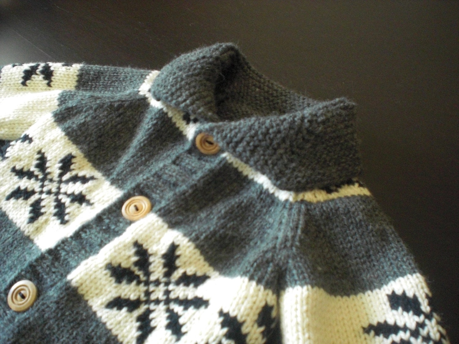Childrens' Sweater, Pure Wool Cowichan Style Custom Made, Snowflake, 4 years, 5 years