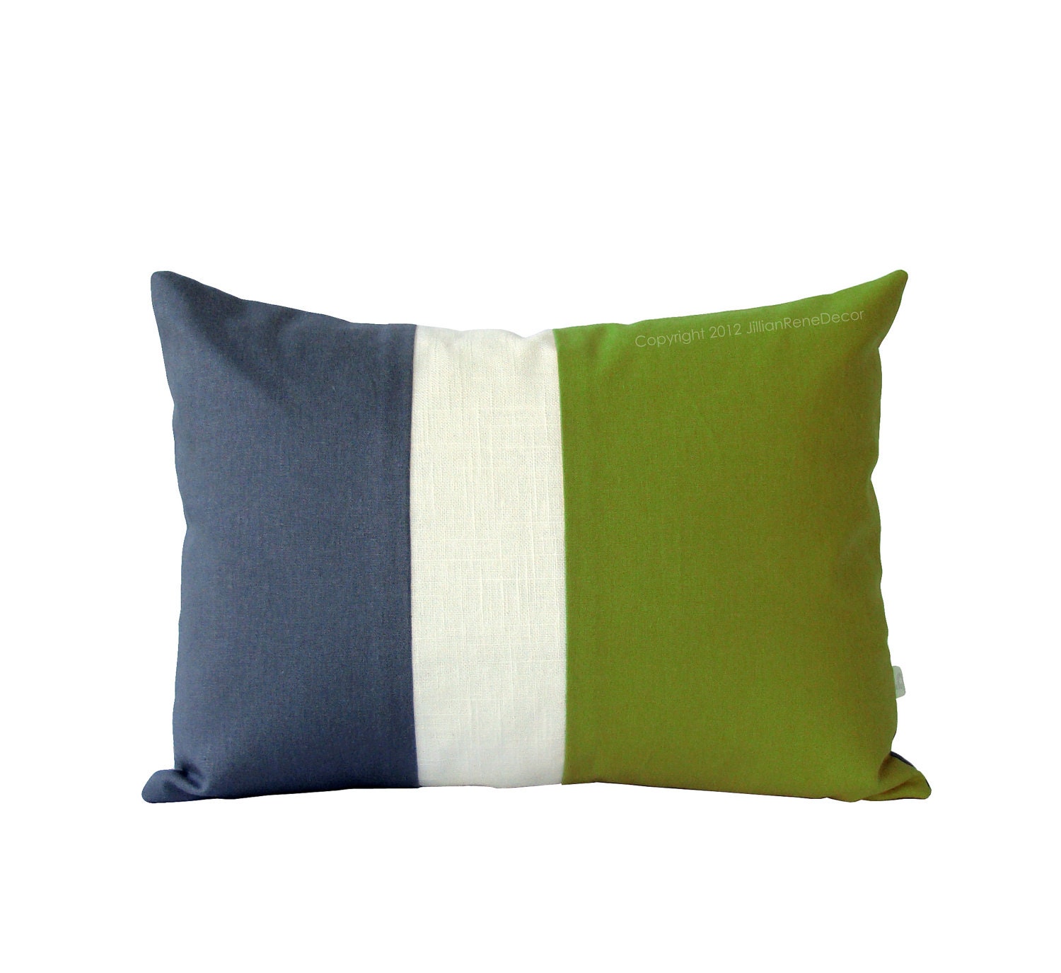 Colorblock Stripe Pillow in Chartreuse, Cream and Charcoal Gray Linen by JillianReneDecor Modern Home Decor Color Block Avocado Apple Green