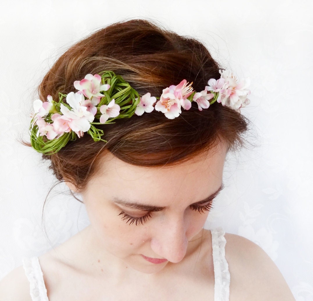 pink pink flower flower etsy thehoneycomb flower by crown cherry girl pale circlet  crown