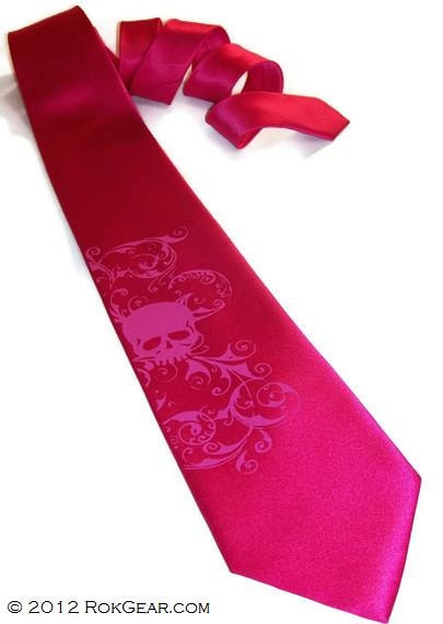 Silkscreen distressed skull tie. RokGear men's necktie