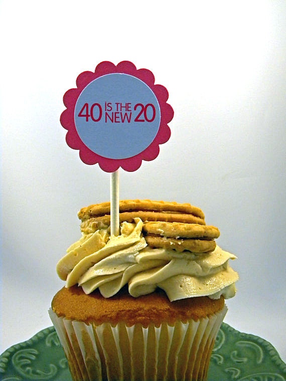 40th Birthday Cupcake Toppers - 40 is the New 20 Set of 12 Il_170x135
