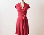 Jersey Wrap Dress, Casual Day Dress, Dark Pink , Bridesmaid Dress , Summer Dress 110bc