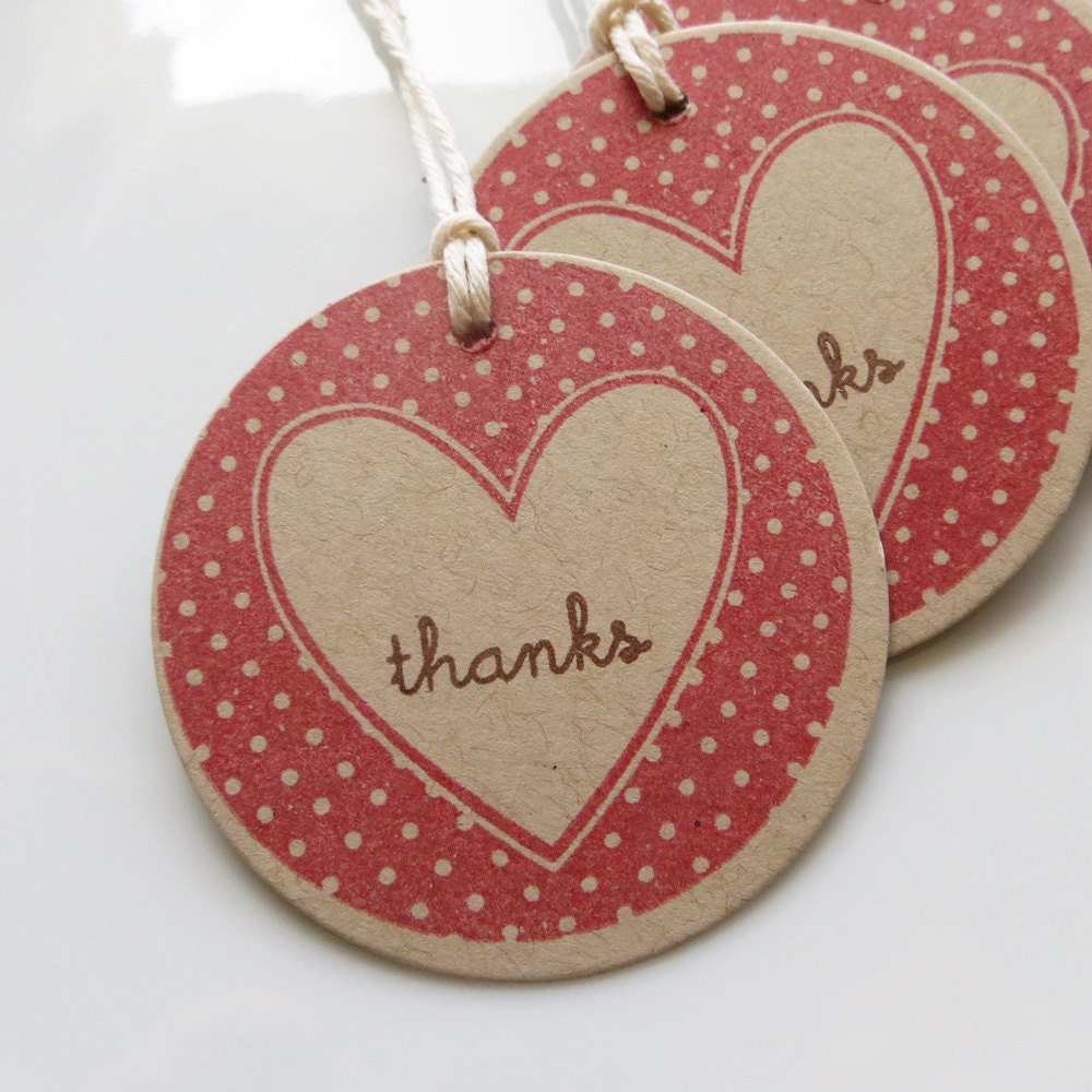 Thanks Heart Tags - Set of 8 - Bridal Shower Wedding Thank You Favor Tags Heart Thank You Il_570xn