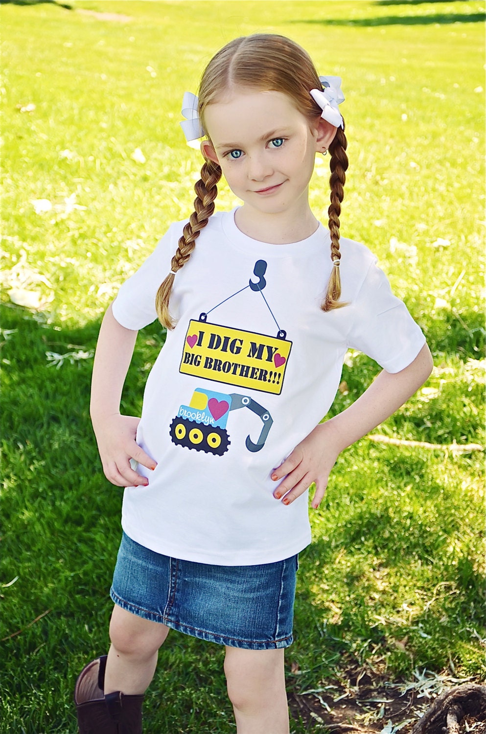 CONSTRUCTION BIRTHDAY Matching Sibling SHIRT Personalized Short Sleeve Custom Girl Boy, Free Gift Wrap