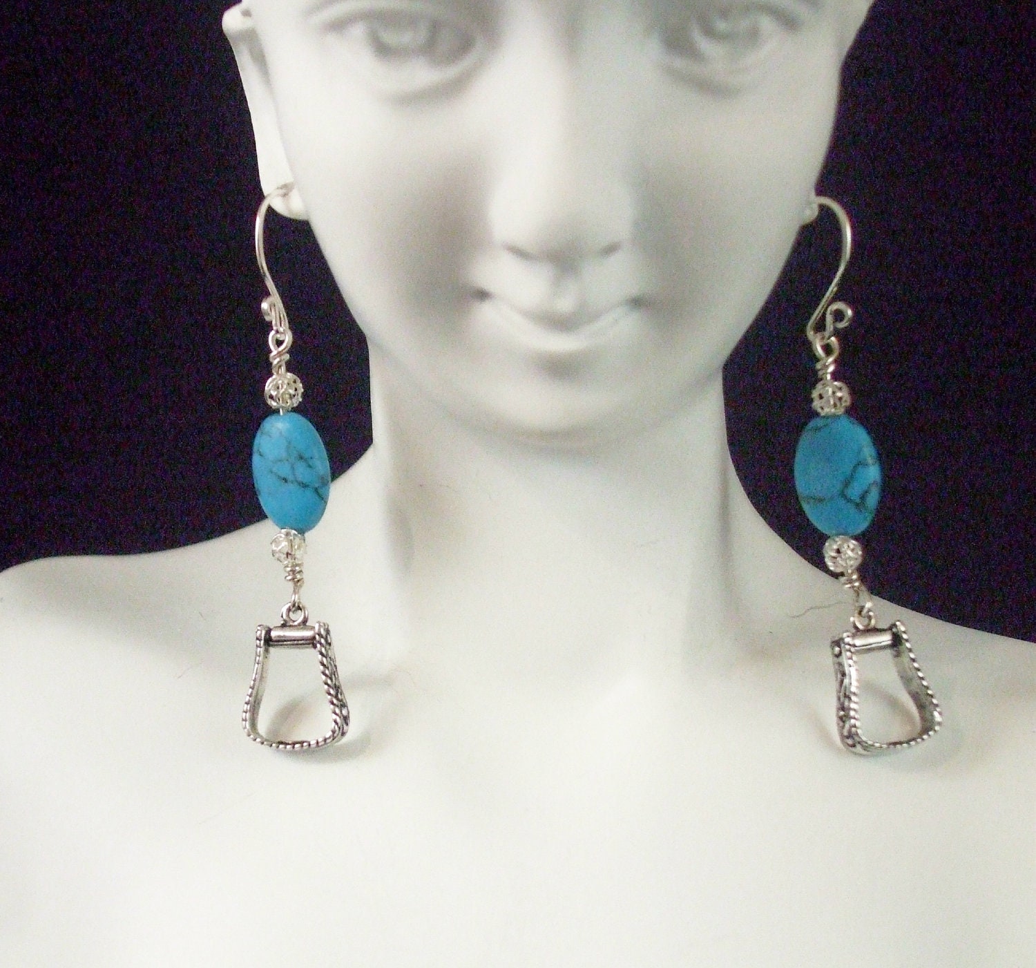 Earrings Silver Stirrup Country Style