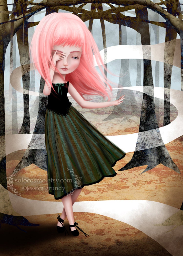 ACEO/ATC Mini Fine Art Print - "Dream Seeker" - Artist Trading Card 2.5x3.5 - Print of Original Artwork by Jessica Grundy