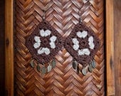 Earthy granny square crochet earrings