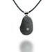 Gray Lava Rock Pendant with White Sapphire and Stainless Steel
