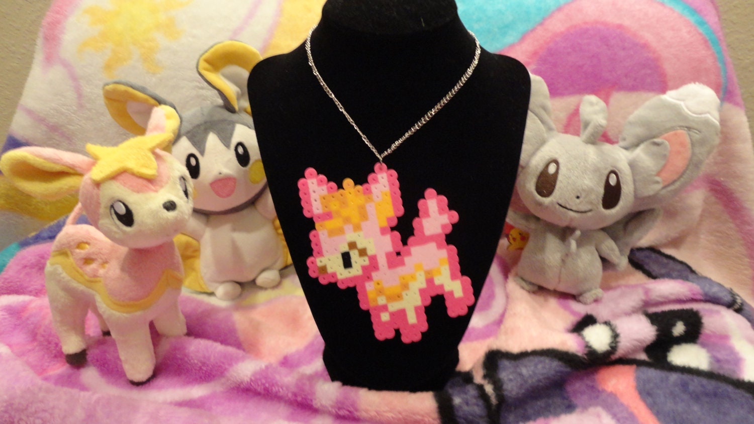 Pokemon Spring Deerling pixel perler necklace