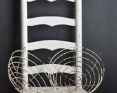 Vintage Pair White Coated Metal Plant Baskets Cracked White Paint