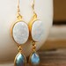 White Onyx Druzy and Blue Labradorite Earrings - 14KT Gold Fill - The Northern Lights