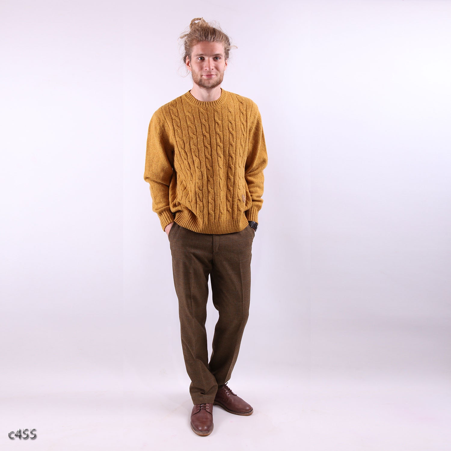 Trussardi Mens Sweater / Vintage Braided Wool Jumper / sz Medium