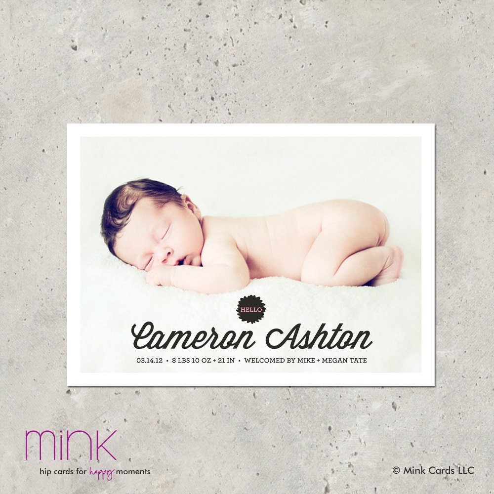 birth announcement baby girl or boy  -  "Hello, baby"