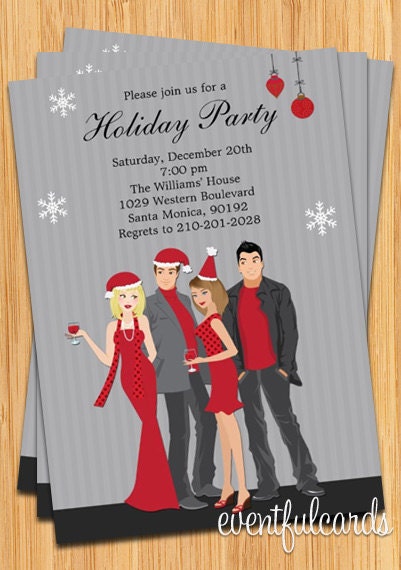 Festive Christmas Cocktail Party Invitation Il_570xn