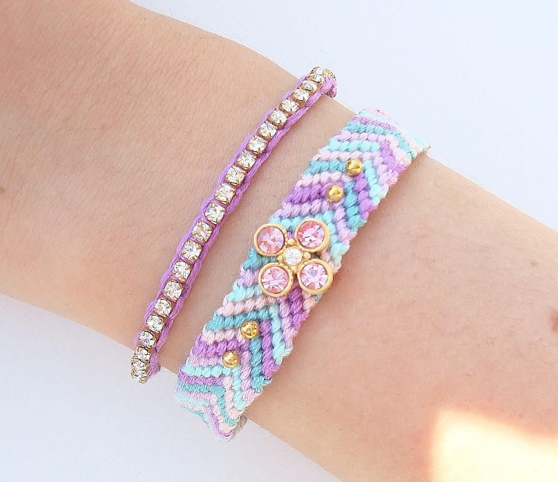 FREE SHIPPING Lila Teal Pink Friendship Bracelet Set