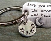 Hand Stamped Personalized Sterling Silver Key Chain for Him - Dad, Grandpa, Brother, Teenager