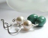 STORE SALE Jewelry Earrings, Swarovski Glass Pear Earrings, Freshwater Pearls