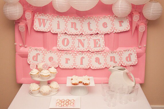 Pink WINTER ONEderland Collection - Printable Party Décor Il_570xn