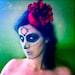 Day of the Dead Costume Hat - Red Satin Flower Head Piece : Lola