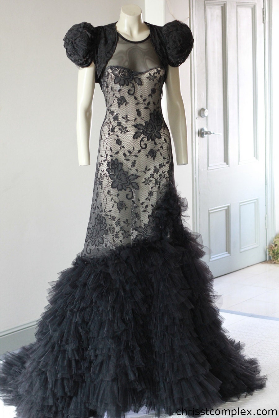 Wedding Dress Steampunk Victorian Gown Gothic Fantasy Fashion Black Lace Chrisst Unique Fashion